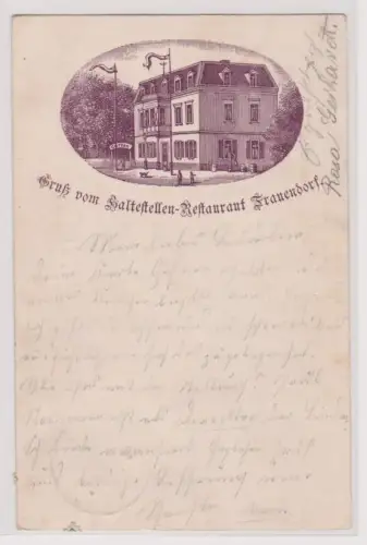 99259 Ak Gruß vom Haltestellen Restaurant Frauendorf 1901