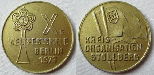 DDR Abzeichen FDJ Kreisorganisation Stollberg - X. Weltfestspiele 1973 (142285)