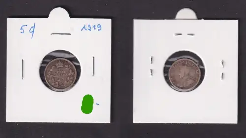 5 Cents Silber Münze Kanada Canada 1919 (159391)