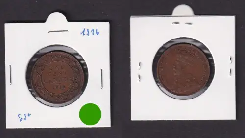 1 Cent Kupfer Münze Kanada Canada 1916 (153251)