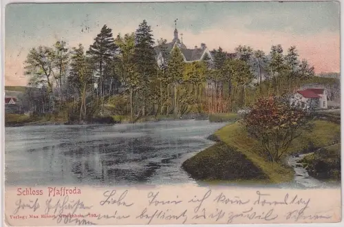 73372 AK Schloss Pfaffroda mit Teichpartie, Verlag Max Einert Olbernhau