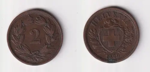 2 Rappen Kupfer Münze Schweiz 1879 B ss (118818)
