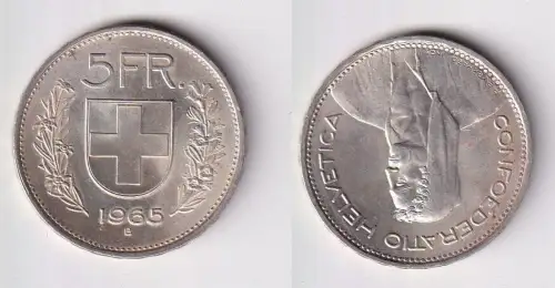 5 Franken Silber Münze Schweiz 1965 B vz (142662)