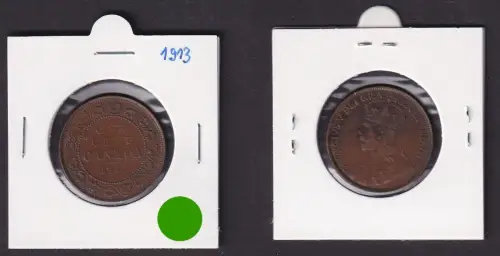 1 Cent Kupfer Münze Kanada Canada 1913 (159307)