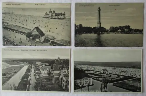 18315 4 AK Swinemünde - Strandpartie, Leuchtturm und Kurhaus 1922-1937