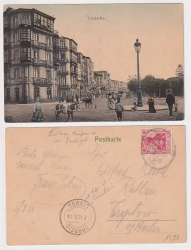47837 Ak Coruña Portugal Schiffspost Hamburg-Südamerika-Linie 1911