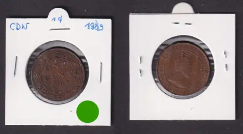 1 Cent Kupfer Münze Kanada Canada 1909 (156022)