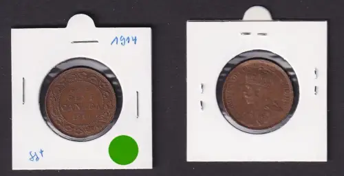 1 Cent Kupfer Münze Kanada Canada 1914 (156911)