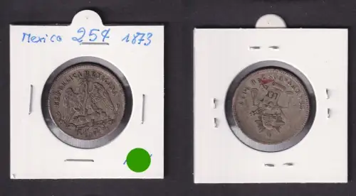 25 Centavos Silber Münze Mexiko Zacatecas City 1873 (153243)