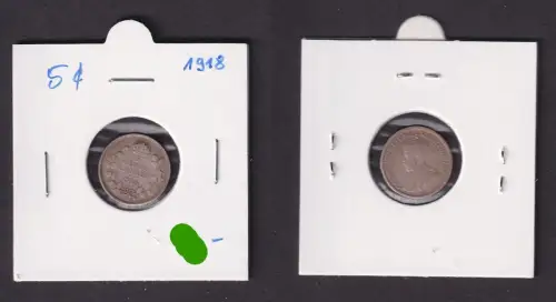 5 Cents Silber Münze Kanada Canada 1918 (150105)