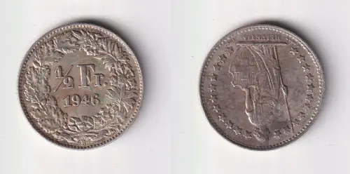 1/2 Franken Silber Münze Schweiz 1946 B ss (107776)