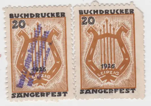 2 seltene Spenden Marken Buchdrucker Sängerfest Leipzig 1925 (60138)