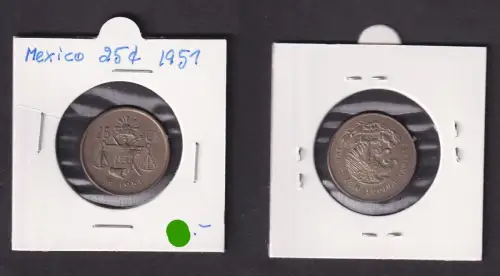 25 Centavos Silber Münze Mexiko 1951 (159088)