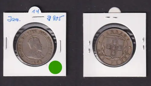 1 Penny Kupfer-Nickel Münze Jamaika Jamaica Edward VII 1905 (146033)