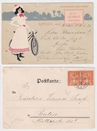 66791 Reklame AK Gruss aus Hannoversche Cakes-Fabrik HCF Leibniz Hannover 1899