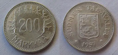 200 Markaa Silber Münze Finnland 1957 (114700)