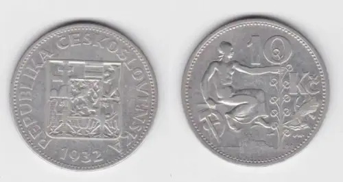 10 Kronen Silber Münze Tschechoslowakei 1932 (142232)