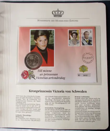 schöner Numisbrief Schweden mit 5 Kronen Münze 1991 (113429)