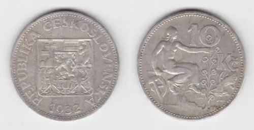 10 Kronen Silber Münze Tschechoslowakei 1932 (142195)