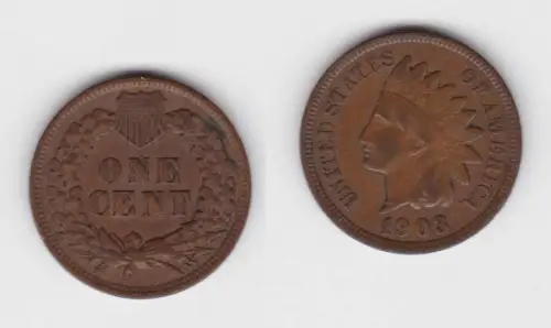 1 Cent Kupfer Münze USA 1903 (142747)