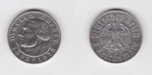 2 Mark Silber Münze Martin Luther 1933 G Jäger 352 (130638)