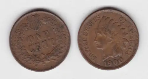 1 Cent Kupfer Münze USA 1900 (142621)