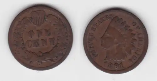 1 Cent Kupfer Münze USA 1891 (142496)