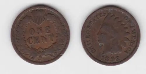 1 Cent Kupfer Münze USA 1892 (142541)
