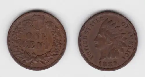 1 Cent Kupfer Münze USA 1889 (142720)