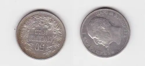 50 Stotinki Silber Münze Bulgarien 1913 (130781)