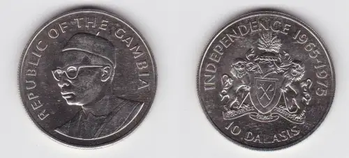 10 Dalasis Silbermünze Gambia 10 Jahre Unabhängigkeit 1965 - 1975 (131580)