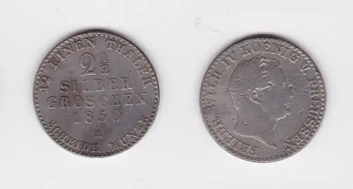 2 1/2 Silbergroschen Münze Preussen Friedrich Wilhelm VI. 1850 A (130258)