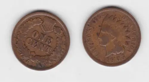 1 Cent Kupfer Münze USA 1905 (142671)