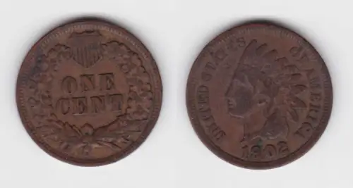 1 Cent Kupfer Münze USA 1902 (142580)