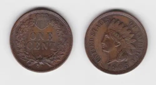 1 Cent Kupfer Münze USA 1905 (142780)