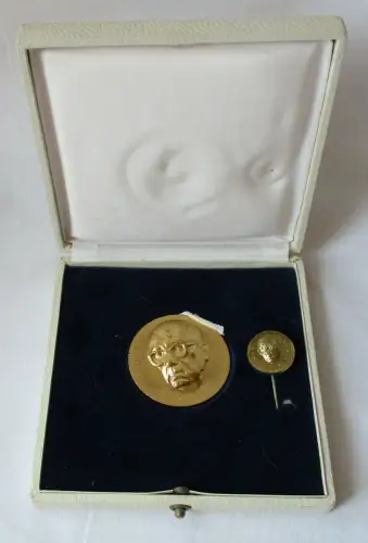 DDR Medaille Johannes R. Becher in Gold + Miniatur im Etui (141304)
