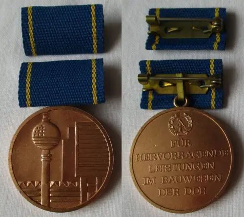 DDR Medaille für Hervorragende Leistungen im Bauwesen in Bronze im Etui (140831)