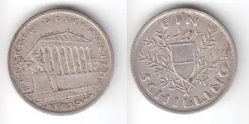1 Schilling Silber Münze Österreich Parlamentsgebäude 1925 (111208)