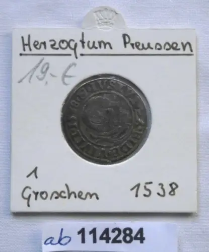 1 Groschen Silber Münze Preussen Albrecht von Brandenburg 1538 (114284)