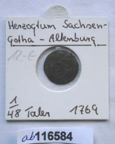 1/48 Taler Silber Münze Sachsen Gotha Altenburg Friedrich III 1769 (116584)