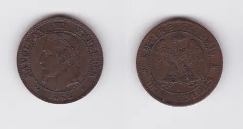2 Centimes Kupfer Münze Frankreich 1862 K (122958)