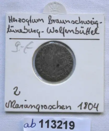 2 Mariengroschen Silber Münze Herzogtum Braunschweig Lüneburg Wolf.1634 (113219)