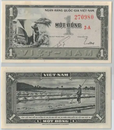 1 Dong Banknote South Vietnam (1955) Pick 11 UNC (141108)