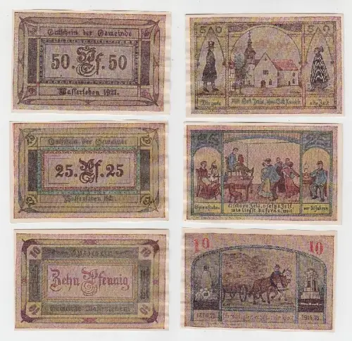 3 Banknoten Notgeld Gemeinde Wasserleben 1921 (114651)
