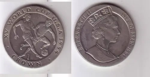 1 Crown Nickel Münze Isle of Man Fussball WM USA 1994 (114725)