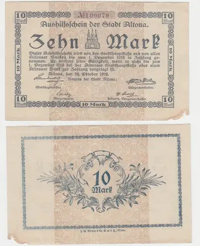 10 Mark Banknote Aushilfsschein der Stadt Altona 1918 (115859)