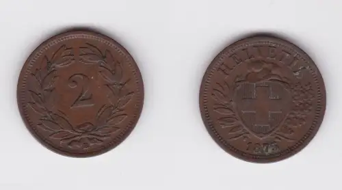 2 Rappen Kupfer Münze Schweiz 1875 B (124440)