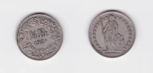 1/2 Franken Silber Münze Schweiz 1920 B (124428)