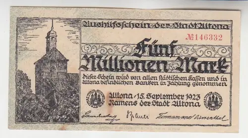 5 Millionen Mark Banknote Aushilfsschein der Stadt Altona 15.9.1923 (114719)