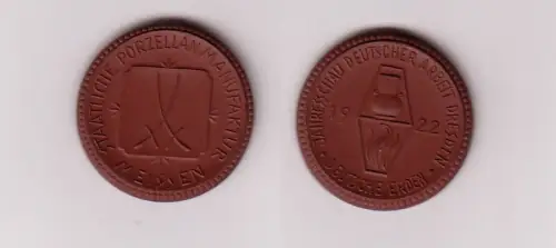 seltene Porzellan Medaille Jahresschau deutscher Arbeit Dresden 1922 (115651)
